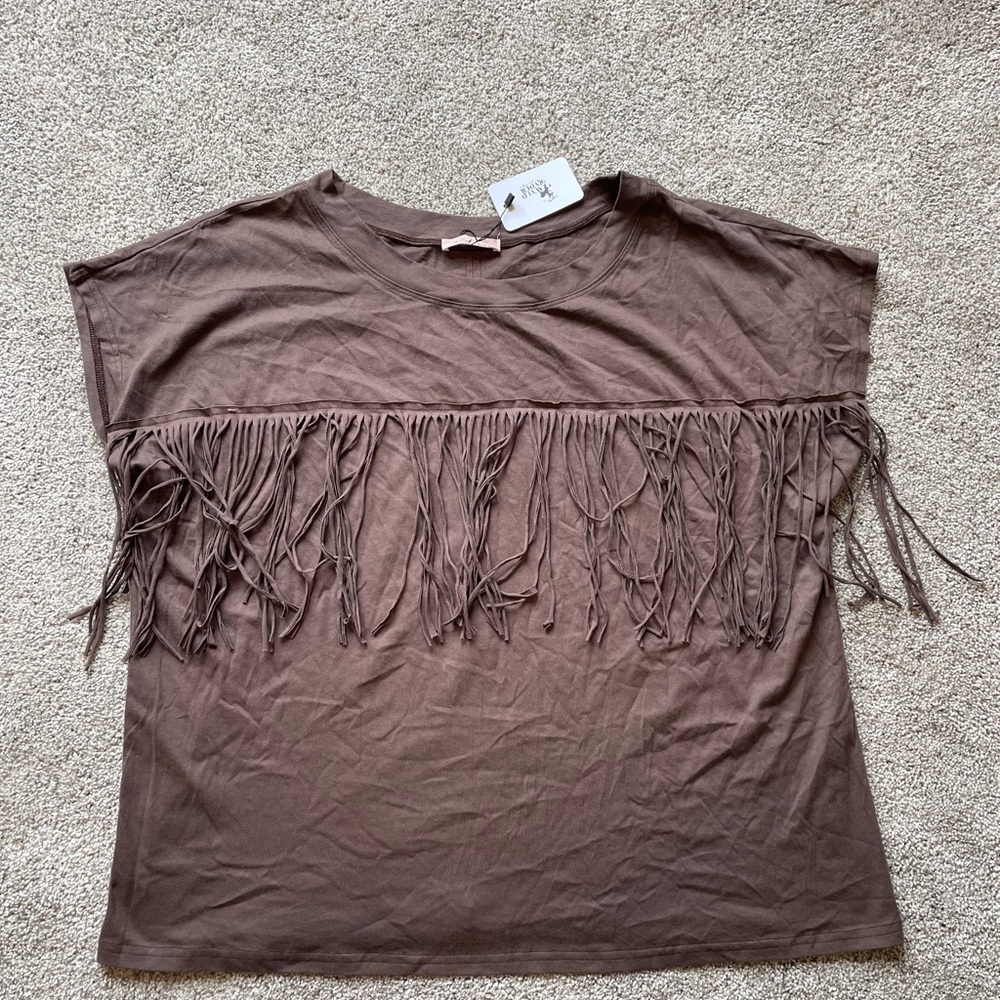 NEW Brown Fringe Women's Top- Size Medium